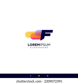 Colorful Initial Letters F Fast Speed ​​Logo Design Template