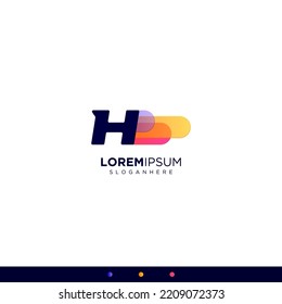 Colorful Initial Letters H Fast Speed ​​Logo Design Template