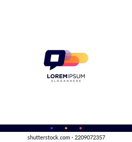 Colorful Initial Letters Q Fast Speed ​​Logo Design Template