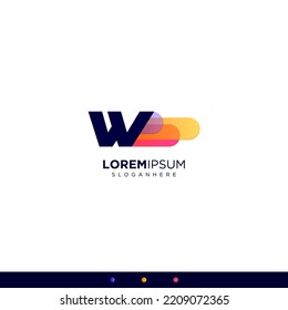 Colorful Initial Letters W Fast Speed ​​Logo Design Template