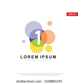 colorful initial number 1 bubble logo. modern icon, template design