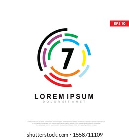 colorful initial number 7 technology logo. modern icon, template design