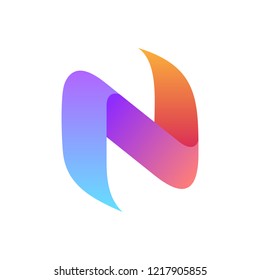 colorful initial/letter n logo design with 3d graphic style