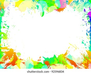Colorful ink abstract frame background. Part of set. Vector art.