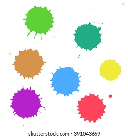 Colorful ink blot collection isolated on the white background