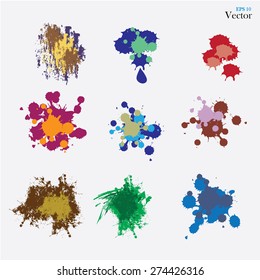 colorful ink drops and splashes. vector illustration.