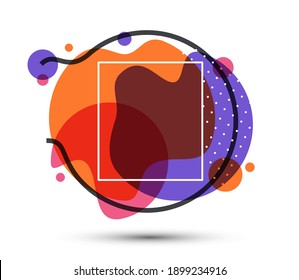 Colorful ink paint fluids vector illustration isolated on white, modern style design composition layout for web banner, abstract background geometric circle.