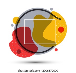 Colorful ink paint fluids vector illustration isolated on white, modern style design composition layout for web banner, abstract background geometric circle.