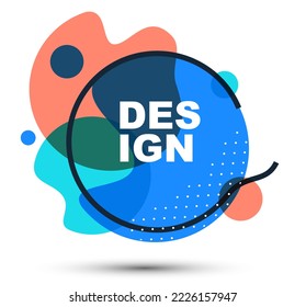 Colorful ink paint fluids vector illustration isolated on white, modern style design composition layout for web banner, abstract background geometric circle.