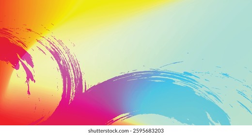 Colorful ink round background painted with brush. Illustration