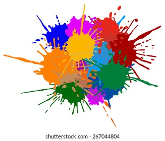 Colorful ink splashes.