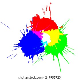 Colorful ink splashes. RGB.
