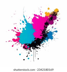 colorful ink splashes, vector illustration