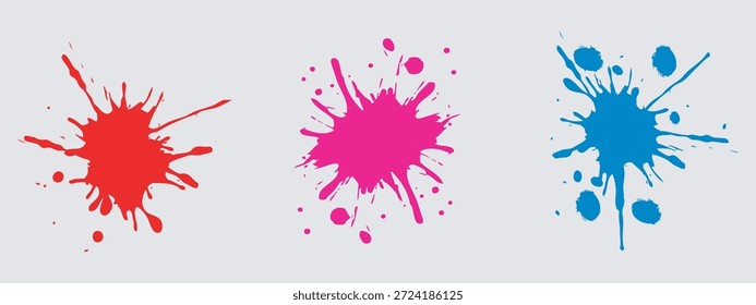 Patrón de salpicadura de tinta colorida: Gotas y gotas de pintura vibrante, ilustración de diseño plano