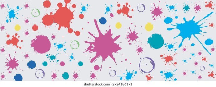 Patrón de salpicadura de tinta colorida: Gotas y gotas de pintura vibrante, ilustración de diseño plano
