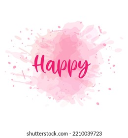Colorful Ink spot and dots with lettering. Drops and splashes, blots of liquid paint. Watercolor grunge vector illustration.
