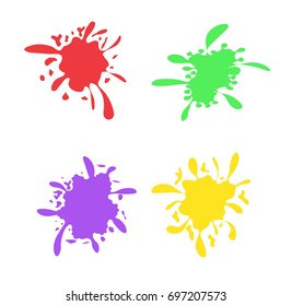 Colorful ink spots set. Splash splatter abstract shape. Vector illustration