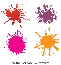 Colorful ink spots set. Vector illustration