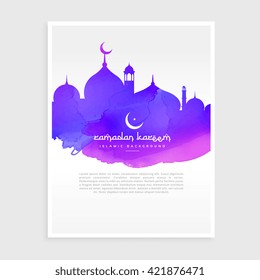 colorful ink style ramadan kareem flyer poster