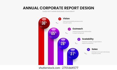 Colorful Innovation Frame Template Vector Illustration. Market Briefing 4 Option Diagram Slide Layout. Product Report Four Element Graph Presentation Design.