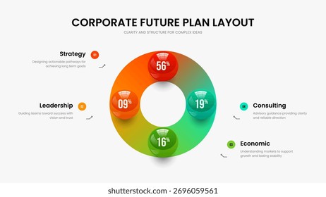 Colorful Innovation Slide Template Vector Illustration. Minimalist Proposal Four Step Infographic Slideshow Layout. Visual Launch 4 Option Chart Presentation Design.