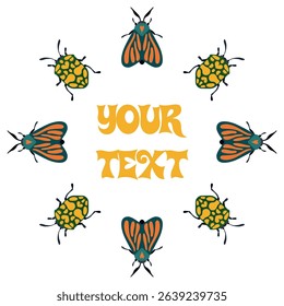 Colorful Insect Frame Isolated Vector Illustration. Perfect for creative designs and personal projects with an artistic touch