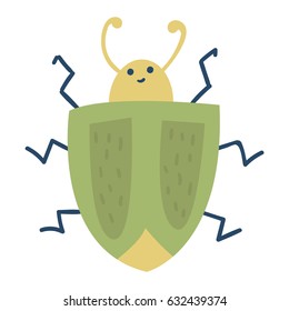Colorful insect icon isolated wildlife wing detail summer beetle stink bug wild vector illustration.