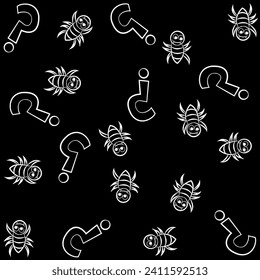 Colorful insects, beetles and bugs in Art Deco style. Vector seamless pattern with fashion background