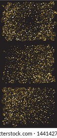 Colorful inspiring festive confetti. Vector illustration theme. Random element of design. Gold falling abstract creative decoration set for birthday celebrate, anniversary, party or event.