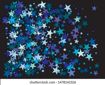 Colorful inspiring festive confetti. Vector illustration poster. Fresh glitter design's elements. Blue falling abstract creative decoration for birthday celebrate, anniversary, party or event.