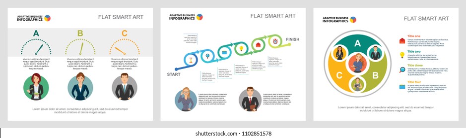Colorful insurance or marketing concept infographic charts set. Business design elements for presentation slide templates. For corporate report, advertising, leaflet layout and poster design.