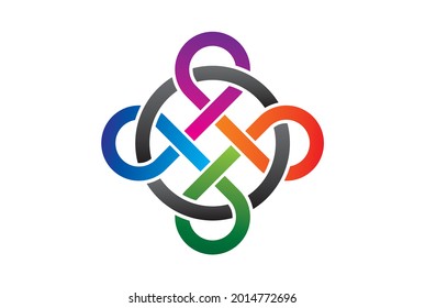 colorful interconnected circles vector on white background