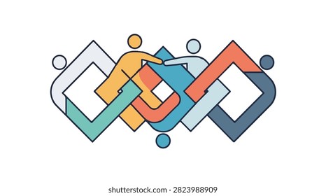 Colorful interconnected geometric shapes forming an abstract pattern, ideal for creative and contemporary visual projects