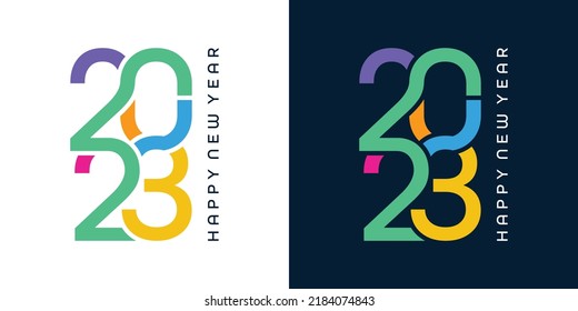colorful and interconnected new year 2023 logo design - Shutterstock ID 2184074843