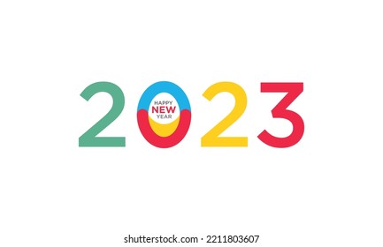 colorful and interconnected new year 2023 logo design