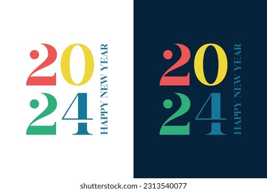 farbenfrohe und miteinander verbundene neue Jahr 2024 Logo-Design