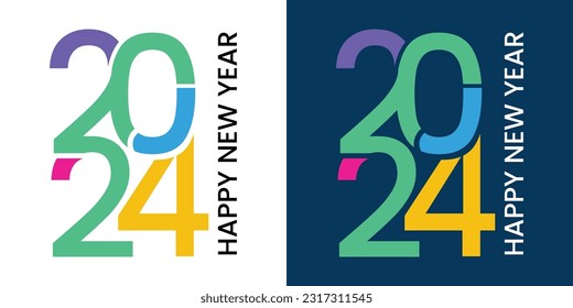 colorful and interconnected new year 2024 logo design
