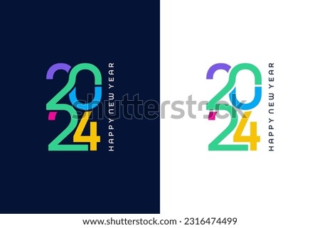colorful and interconnected new year 2024 logo design
