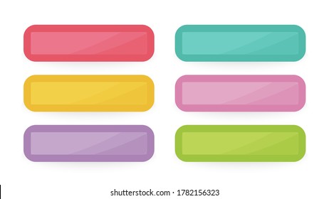 Colorful interface buttons. Set of six modern abstract web buttons. Vector illustration