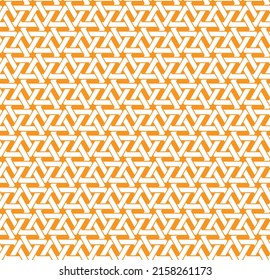 Colorful interlaced pattern on orange background. White and blue interlocking pattern on orange backdrop.