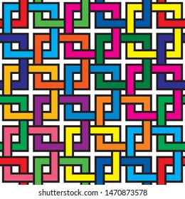 Colorful Interlaced Squares Seamless Pattern