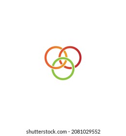 Colorful Interlocking Three Rings Icon Vector Design.