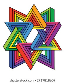Ilustración de triángulos entrelazados coloridos - Diseño de estrella geométrica Abstractas