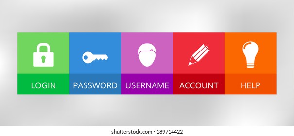 colorful internet icons  suitable for flat design, on blurred background, vector illustration, eps 10, with gradient mesh