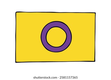 Colorful Intersex pride flag Happy pride day LGBTQ community Pride Month Vector hand drawn doodle for posters, stickers, logo, cards