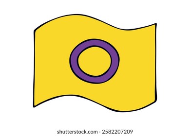 Colorful Intersex pride flag Happy pride day LGBTQ community Pride Month Vector hand drawn doodle for posters, stickers, logo, cards