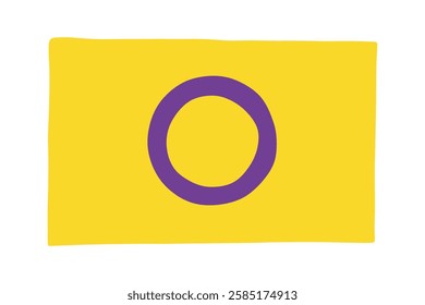 Colorful Intersex pride flag Happy pride day LGBTQ community Pride Month Vector hand drawn doodle for posters, stickers, logo, cards