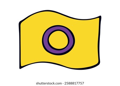 Colorful Intersex pride flag Happy pride day LGBTQ community Pride Month Vector hand drawn doodle for posters, stickers, logo, cards