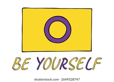 Colorful Intersex pride flag Happy pride day LGBTQ community Pride Month Vector hand drawn doodle for posters, stickers, logo, cards