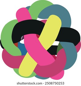 Colorful intertwined shapes creating abstract design